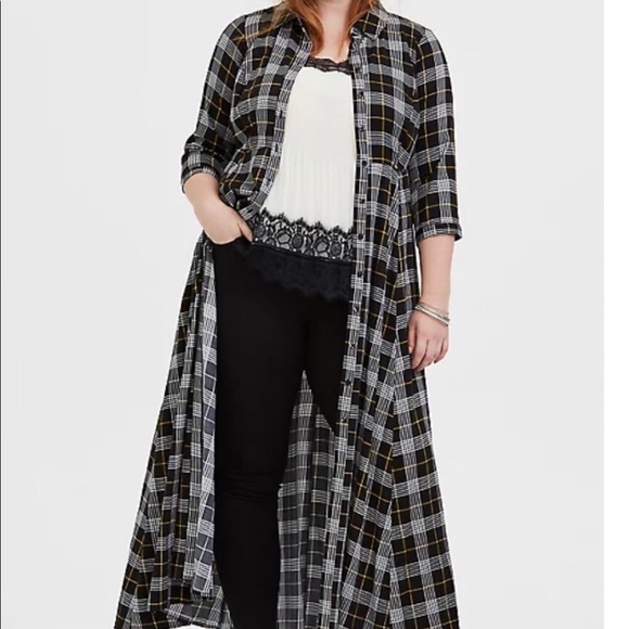 torrid Dresses & Skirts - Torrid Plaid Challis Button Up Maxi Shirt Dress 0X